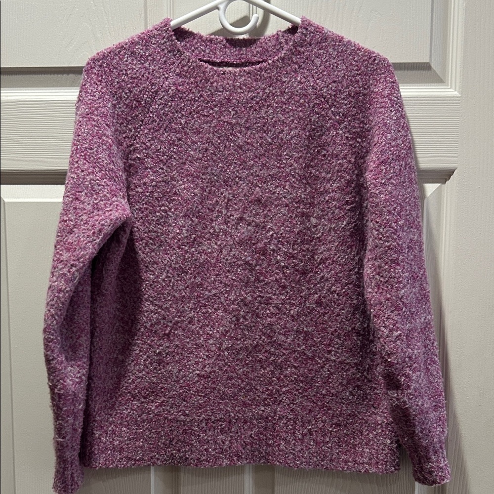 LOFT Textured Purple Crew Neck Sweater